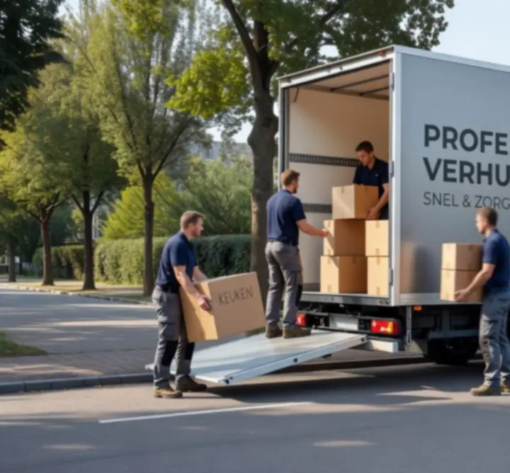 Verhuiswagen van Web B.V. langs de weg